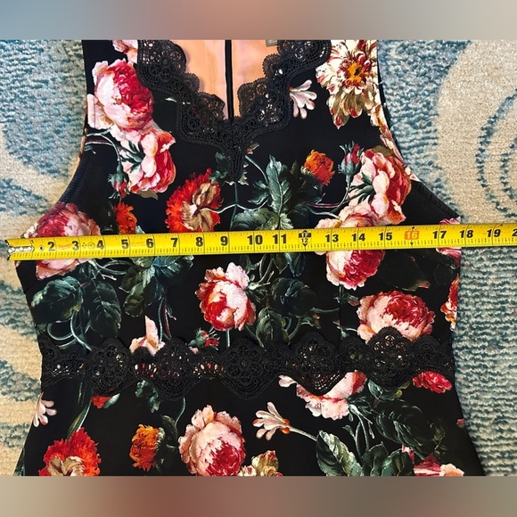 Chelsea 28 Black Foxie Floral Lace Trim Mini Dress size L - Picture 4 of 10